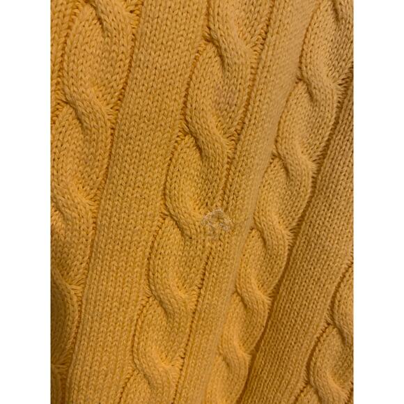 Izod Yellow Cable Knit Men's Large Quarter Zip Pullover 100% Cotton Sweater - Picture 5 of 11